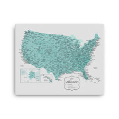Watercolor United States Push Pin Map With 1,000 Pins