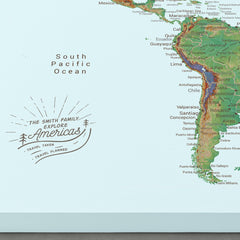 Americas Push Pin Map - Topographic - With 1,000 Pins!