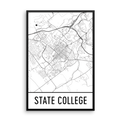 State College PA Street Map Poster