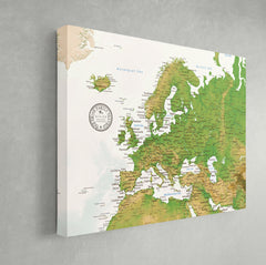 Europe Push Pin Map - Topographic - With 1,000 Pins!