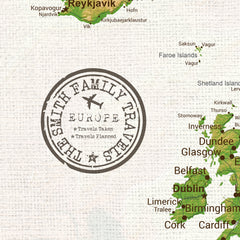 Europe Push Pin Map - Topographic - With 1,000 Pins!