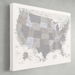 US Push Pin Map - White