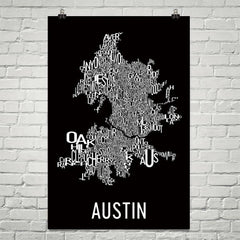 Austin Neighborhood Typography Prints – Modern Map Art