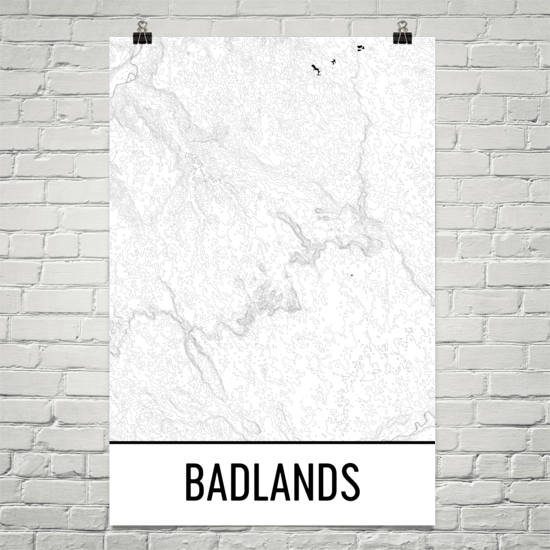 Badlands National Park Topographic Map Art