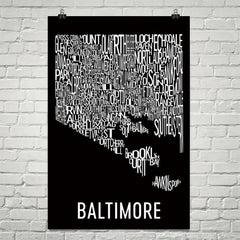 Baltimore Neighborhood Typography Prints – Modern Map Art