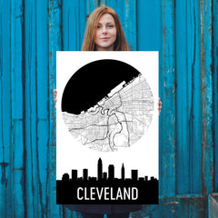 Cleveland Skyline Silhouette Art Prints