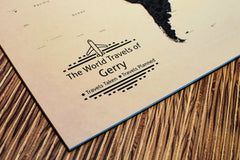Personalized World Travel Map With 1,000 Pins - Tan Gift For Traveler
