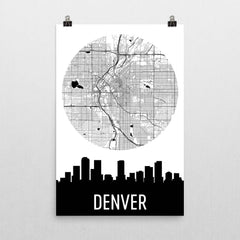 Denver Skyline Silhouette Art Prints
