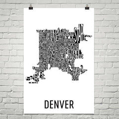 Denver Neighborhood Typography Prints – Modern Map Art