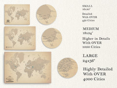 Vintage Old World Map For Wall To Pin