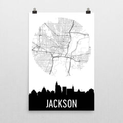 Jackson Skyline Silhouette Art Prints