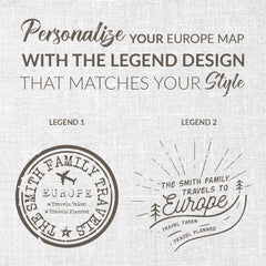 Europe Push Pin Map - Navy blue - WITH 1,000 PINS!