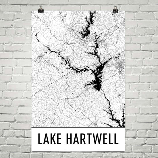 Lake Hartwell GA Art and Maps – Modern Map Art