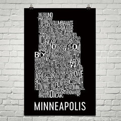Minneapolis Neighborhood Typography Prints – Modern Map Art