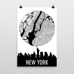 New York Skyline Silhouette Art Prints