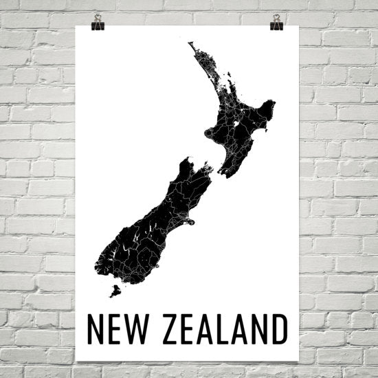 Mobilisere Sælger Awaken New Zealand Wall Map Print - Modern Map Art