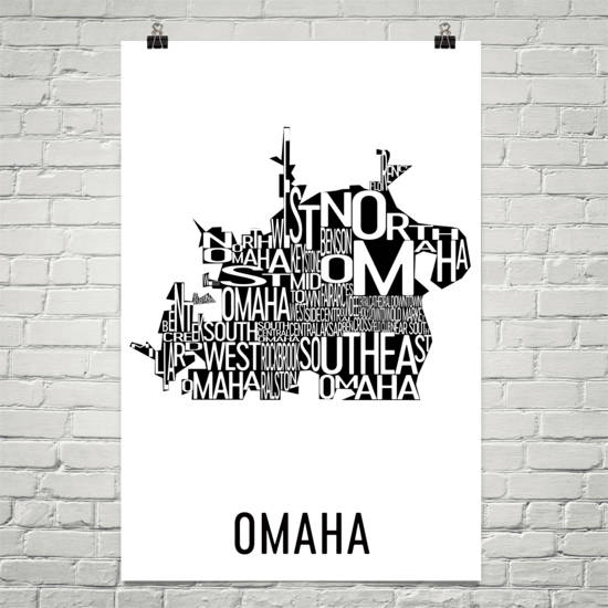 Omaha Neighborhood Typography Prints – Modern Map Art