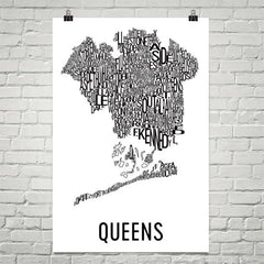 Queens Neighborhood Typography Prints – Modern Map Art