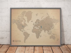 Vintage Old World Map For Wall To Pin