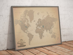 Vintage Old World Map For Wall To Pin