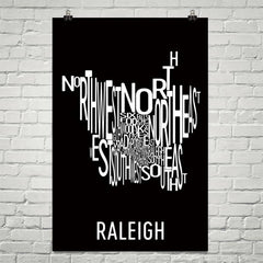 Raleigh Neighborhood Typography Prints – Modern Map Art