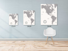 Americas Push Pin Map - Topographic - With 1,000 Pins!