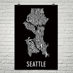 Seattle Neighborhood Typography Prints – Modern Map Art