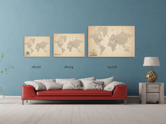 Vintage Old World Map For Wall To Pin