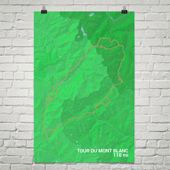 Tour Du Mont Blanc Trail Map Art Prints
