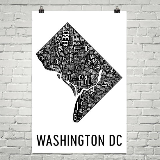 Washington DC Neighborhood Typography Prints – Modern Map Art