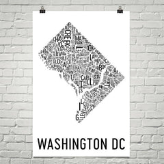 Washington DC Neighborhood Typography Prints – Modern Map Art