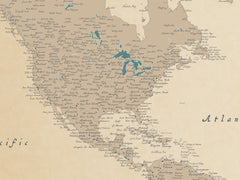 Vintage Old World Map For Wall To Pin