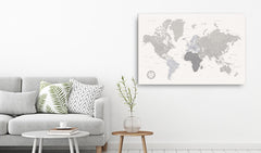 World Map Pushpin Board - White