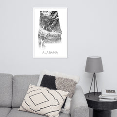 Alabama State Topographic Map Art