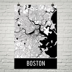 Boston MA Street Map Poster White