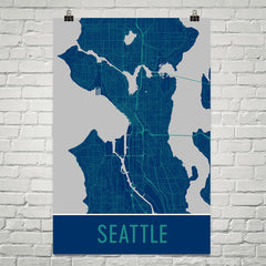 Seattle WA Street Map Poster Gray