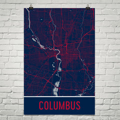 Columbus Street Map Poster Red