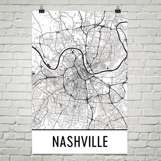 Nashville TN Street Map Poster Black