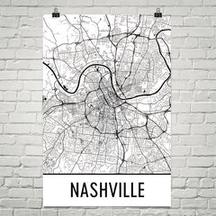 Nashville TN Street Map Poster Black