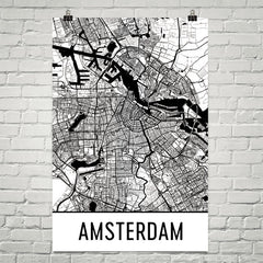 Amsterdam Street Map Poster Black