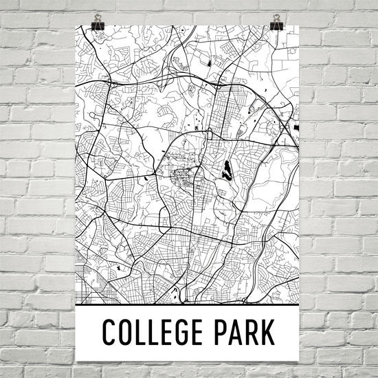 College Park MD Street Map Poster Black