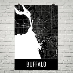 Buffalo NY Street Map Poster Blue and Yellow