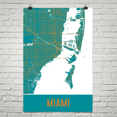 Miami FL Street Map Poster White