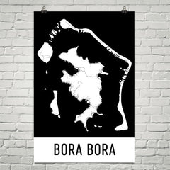 Bora Bora Street Map Poster Tan and Blue