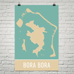 Bora Bora Street Map Poster Black
