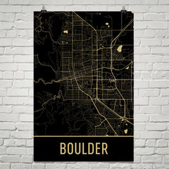 Boulder CO Street Map Poster Black