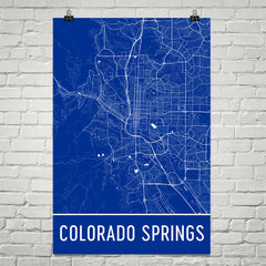 Colorado Springs Street Map Poster Blue