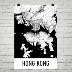 Hong Kong HK Street Map Poster Black