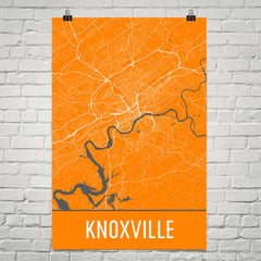 Knoxville TN Street Map Poster Black