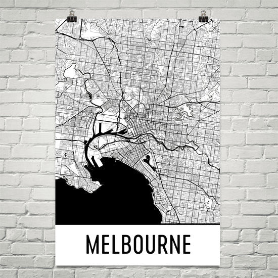 Melbourne  Street Map Poster White